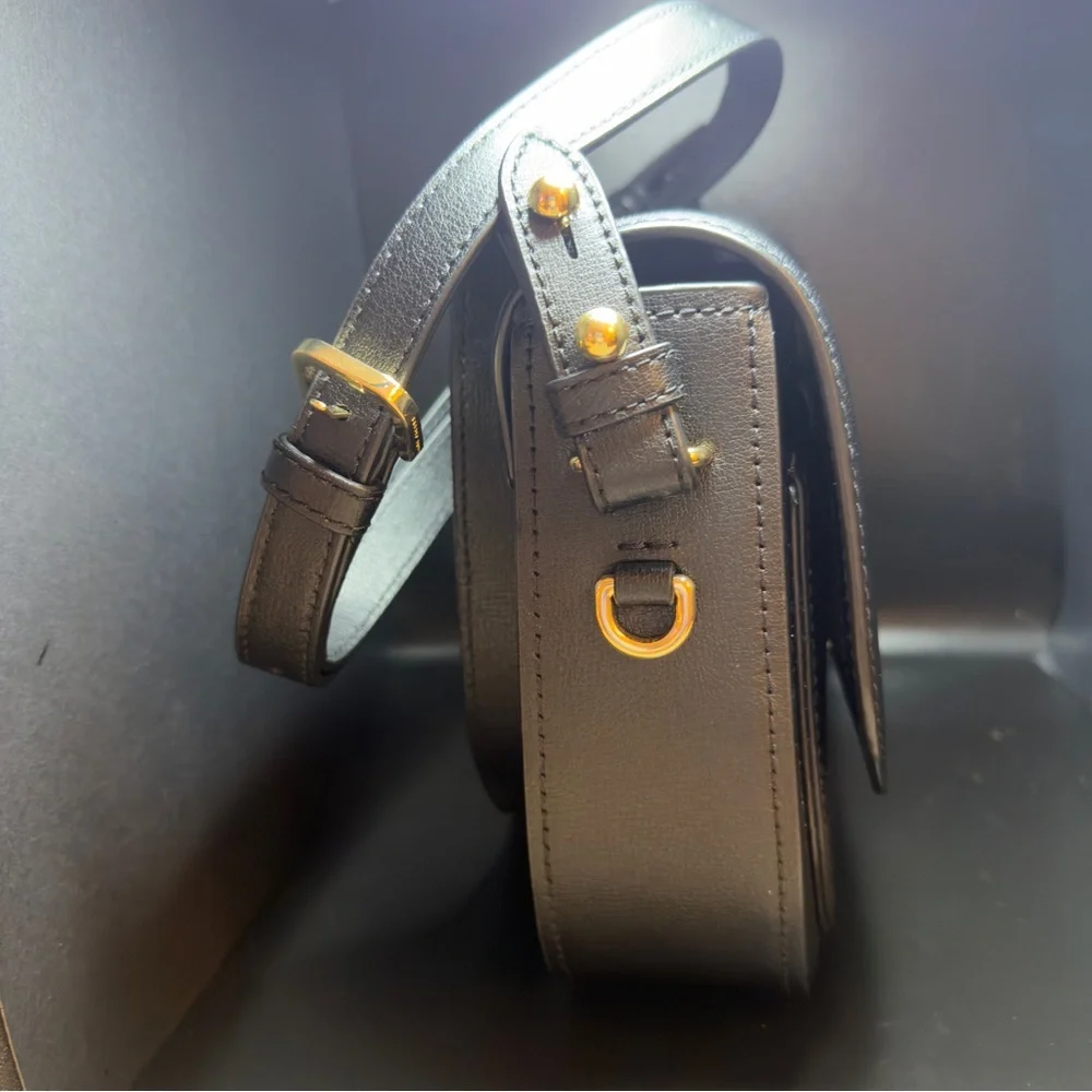 Marc Jacobs Black and Gold Rider Saddle Leather Bag - Picture 5 of 11